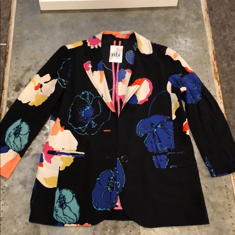 TIBI Floral Silk Blazer 4/S